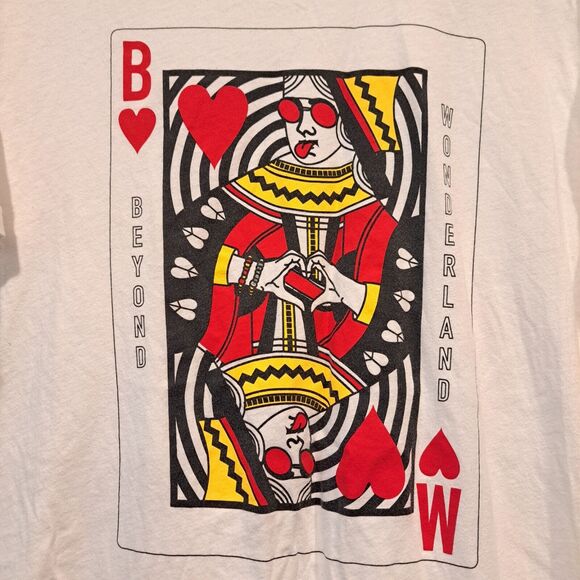 Insomniac Beyond Wonderland Queen of Hearts Unisex White Graphic Tee T-Shirt XL - Picture 3 of 6